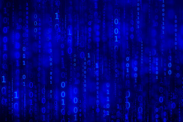 blue digital binary code matrix background