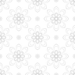 Fototapeta na wymiar Floral ornament. Seamless abstract classic pattern with flowers. Light gray and white pattern