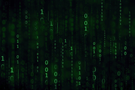 Green Digital Binary Code Matrix Background