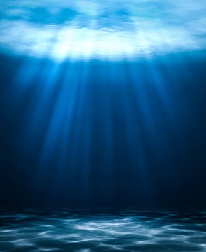 Blue deep water abstract natural background.