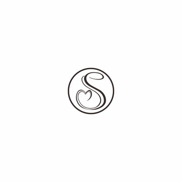 Letter S love in circle logo vector
