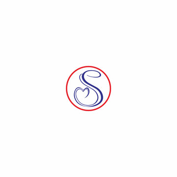 Letter S love in circle logo vector