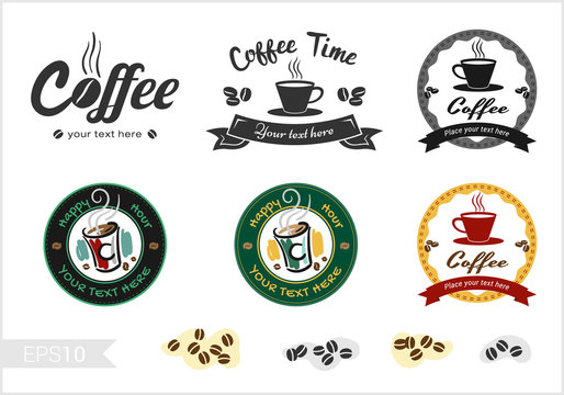 Set of retro coffee badge label logo design