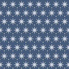 Dotted snowflake pattern. Seamless vector winter background