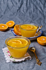 Orange jelly in glass