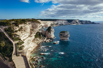 Fototapeta premium Looking out over the the seaside cliffs near Bonifacio, Corsica