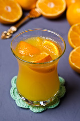 Orange jelly in glass