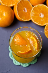 Orange jelly in glass