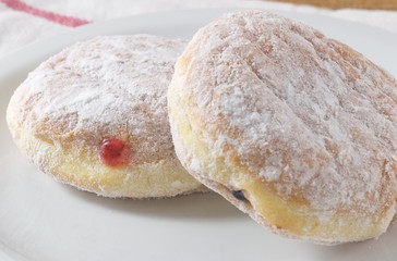 Two Fresh Donut Filled with Strawberry Jam