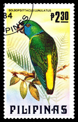 Postage stamp. Bolbopsittacus Lunulatus.