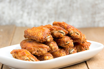 Fried chicken wings in plate