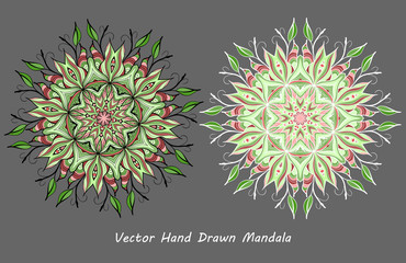 colorful vector hand drawn mandala. Bright illustration. Elements for your design, magazine, brochures. Eps10
