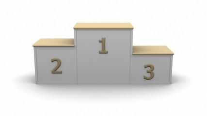 Podium winner on white background. 3d rendering