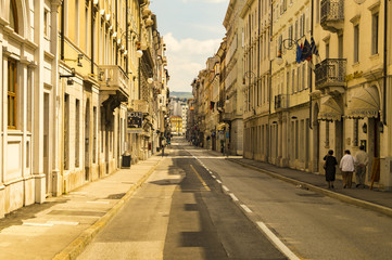 Fototapeta na wymiar Trieste, Italy-July 2012: the historic center of Trieste, Italy