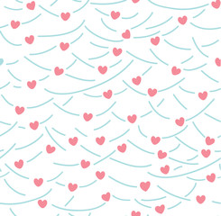 Seamless festive pattern of hearts. Background for Valentine's Day. Hearts on a white background