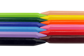 Crayons isolated on white and interleaved