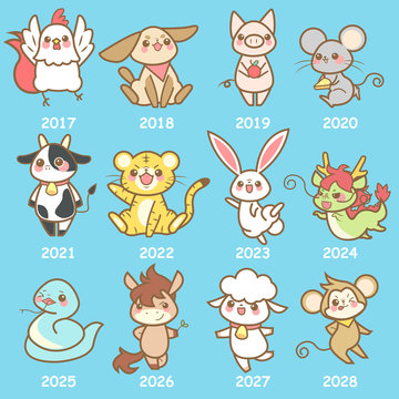 Cute Cartoon Chinese Zodiac