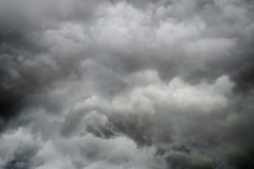 Storm. Dark sky with black clouds for background. Intentionally