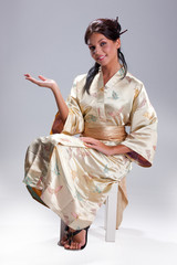 Young Beautiful Woman In Japanese National Clothing