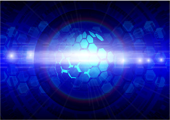 Fototapeta premium Vector digital global technology concept, blue abstract background