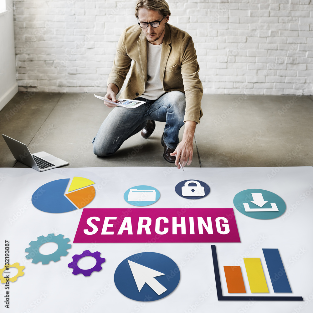 Poster seo search engine optimization searching concept
