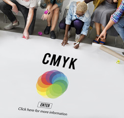 CMYK Color Emblem Symbol Concept - obrazy, fototapety, plakaty