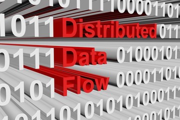 distributed data flow in the form of binary code, 3D illustration