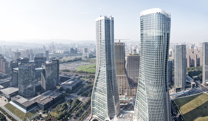 Fototapeta na wymiar modern abstract buildings in hangzhou new city