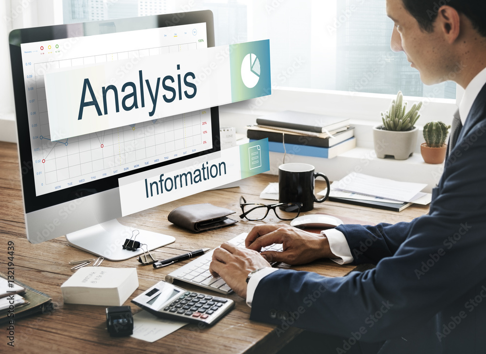 Poster analysis stock exchange graph report progress concept