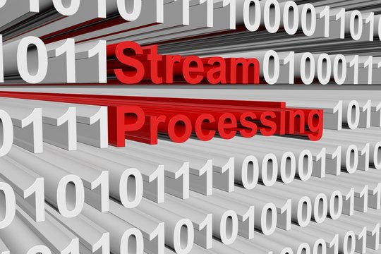 Stream processing in a binary code 3D illustration