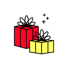 Icon gifts. Two boxes of gifts, linear flat vector