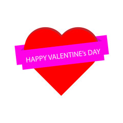Happy Valentine's day text on banner round on Heart sign