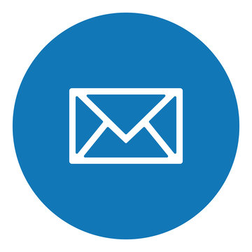 Mail illustration - Flat design icon - filled circle blue and white
