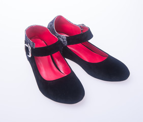 shoe. black colour fashion woman shoes on a background.