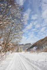 The beautiful winter scenery of Ribaritsa, Bulgaria