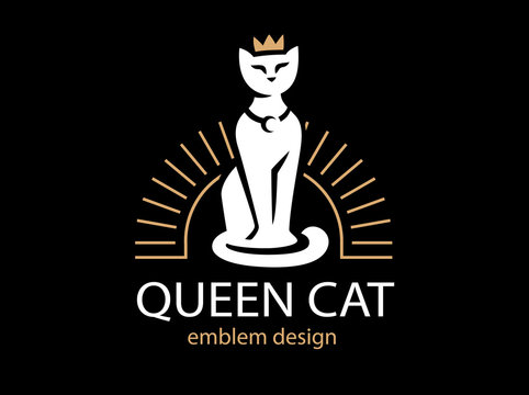 Cat Queen logo design on black background