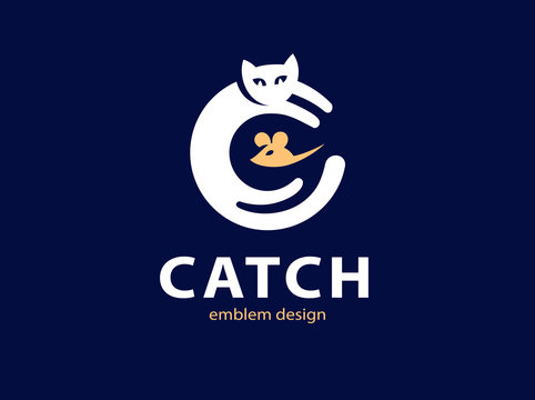 Cat and mouse catch illustration