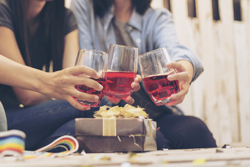party, holidays, celebration, nightlife and people concept - smi
