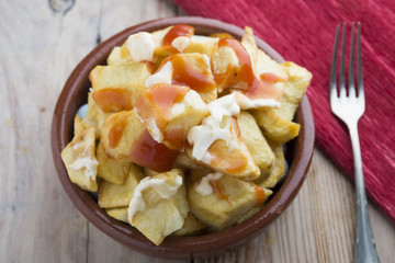 Typical Spanish (tapa of Patatas bravas)