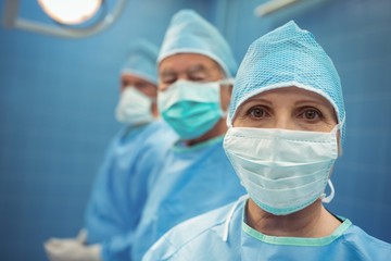 Portrait of female surgeon wearing surgical mask 