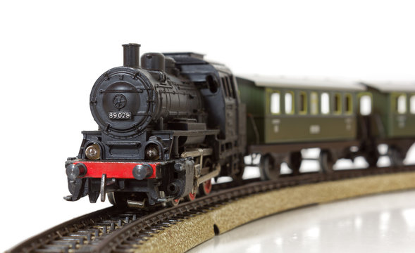Vintage Model Electric Train on the Rails