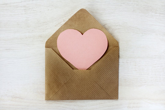congratulations Happy Valentine's/ heart symbol is visible from an open, paper letter top view