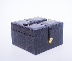 jewelry box or leather jewelery box on background.