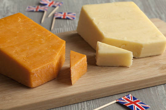 Pieces of traditional english cheese