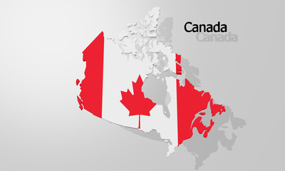 Canada Map as a 3D rendering with text