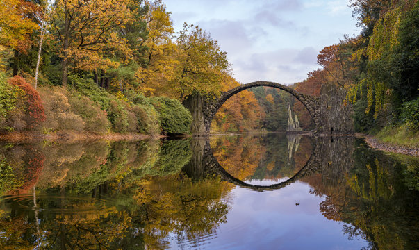 Devil's bridge"Rakotz bridge " in the park Kromlau, Germany