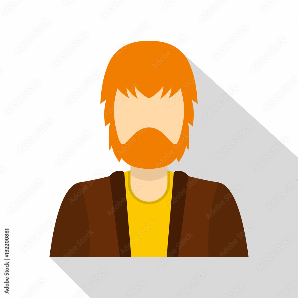 Poster haired man with beard icon. flat illustration of haired man with beard vector icon for web isolated 