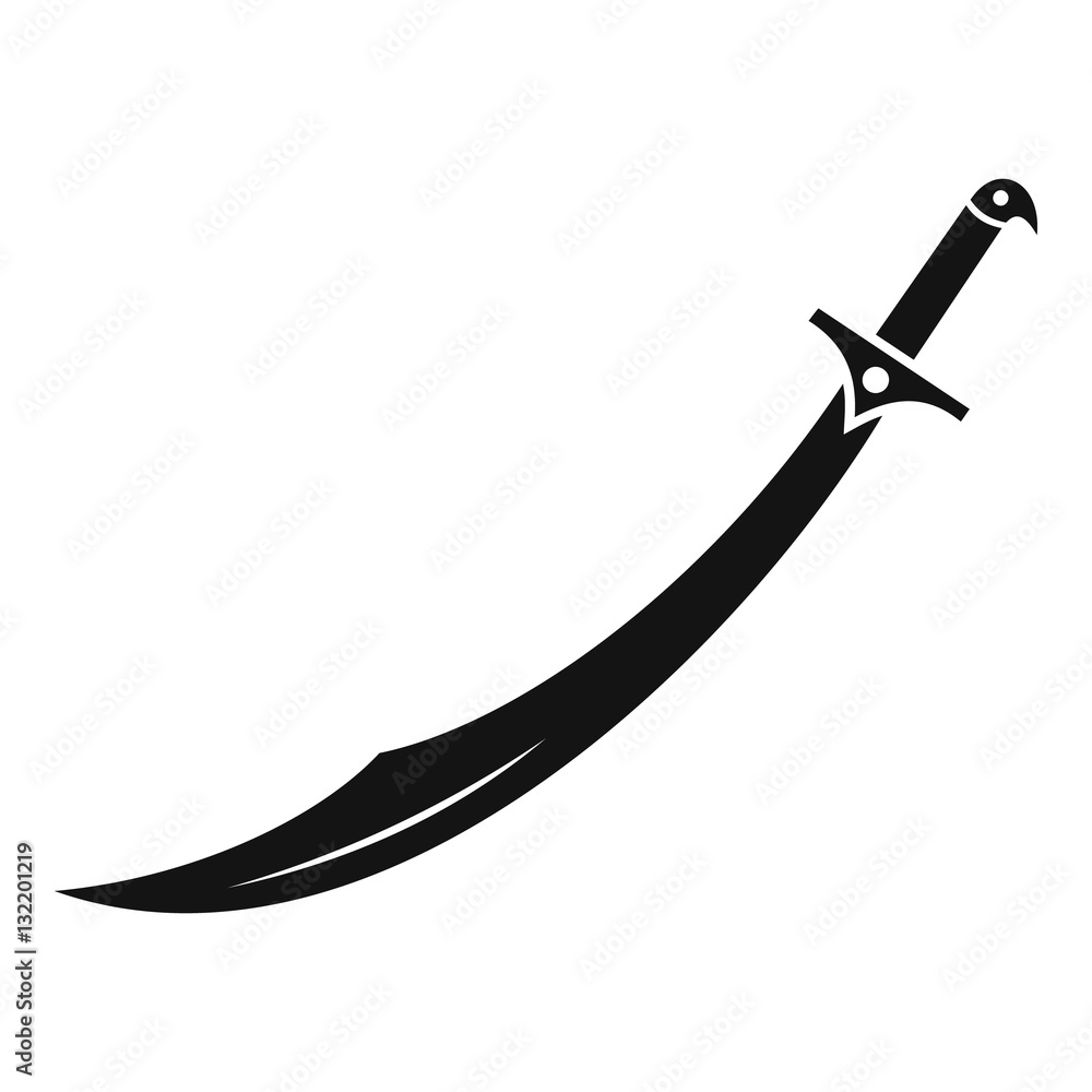 Poster scimitar sword icon. simple illustration of scimitar sword vector icon for web