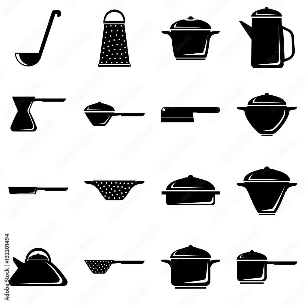 Poster tableware icons set. simple illustration of 16 tableware vector icons for web