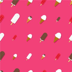 Ice cream vector seamless pattern
